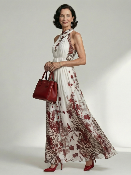 Orlune | Plissiertes weißes Maxikleid