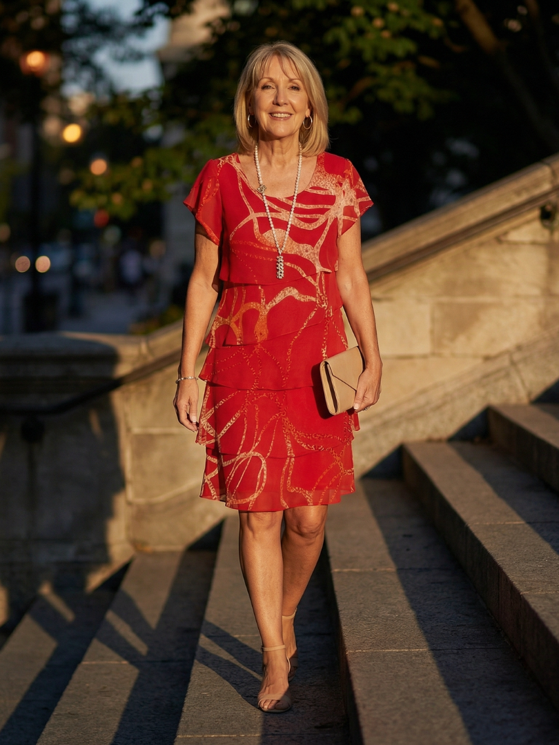 Nora | Weiches abstraktes knielanges Kleid