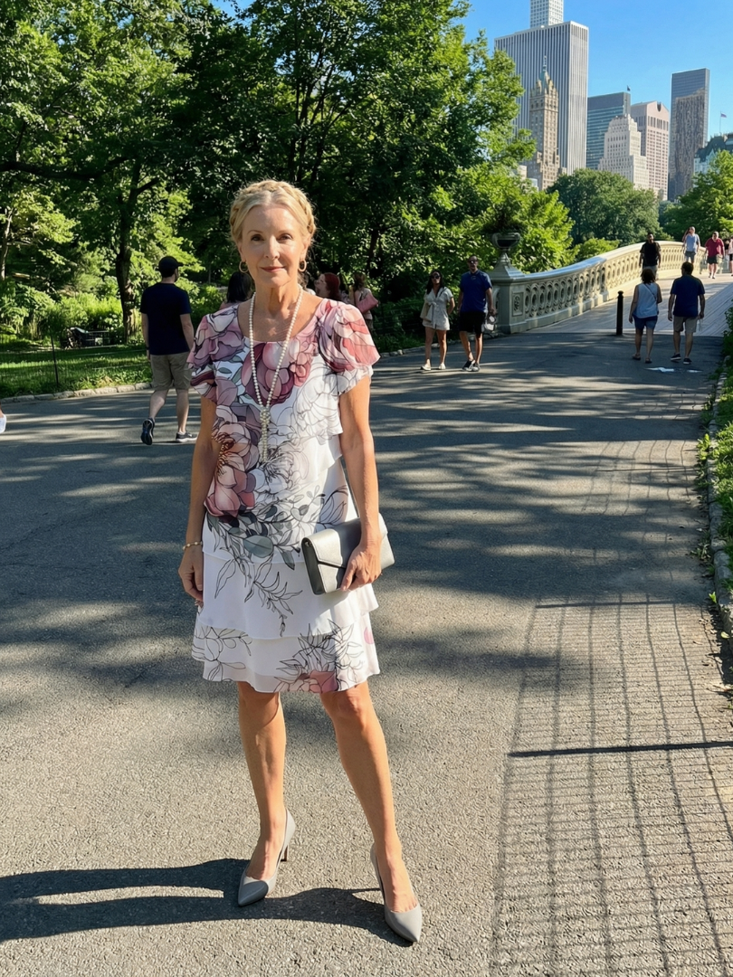 Kualani | Knielanges Kleid mit Blumenmuster
