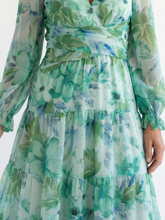 Althea | Maxikleid mit Blumenmuster und langen Ärmeln