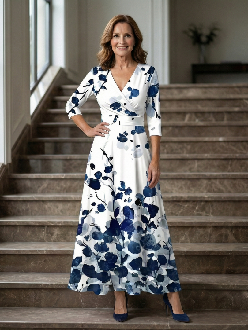 Celine | Wickelkleid mit überkreuztem Ausschnitt Midi