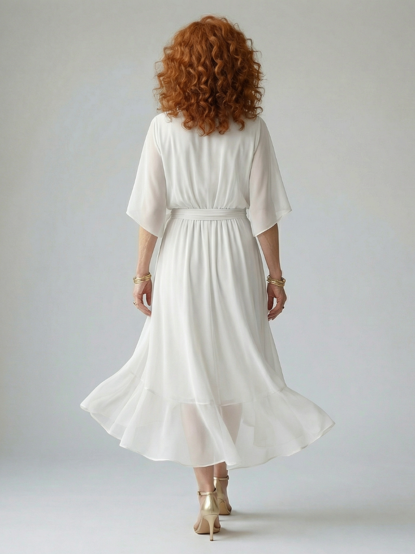 Elric | Helles Midi-Drapee-Kleid