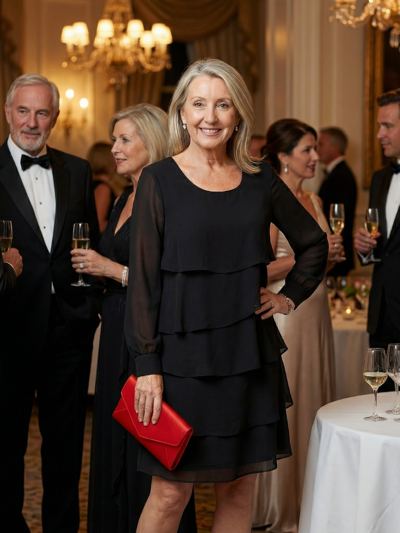 Kirax | Sauberes, mehrlagiges, knielanges Kleid