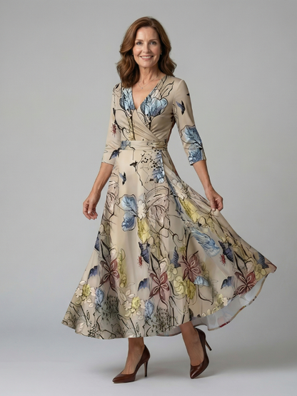 Celine | Wickelkleid mit überkreuztem Ausschnitt Midi