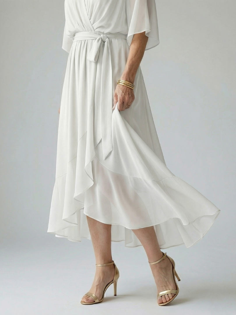 Elric | Helles Midi-Drapee-Kleid