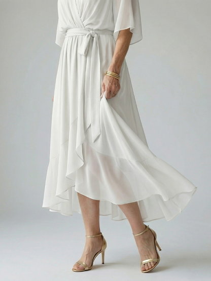 Elric | Helles Midi-Drapee-Kleid