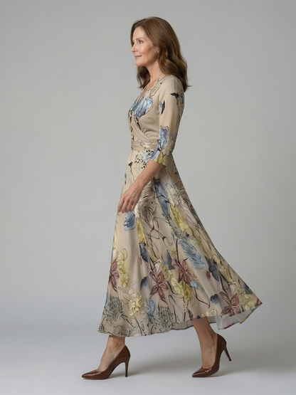 Celine | Wickelkleid mit überkreuztem Ausschnitt Midi
