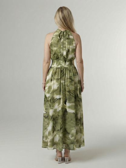 Sylin | Gerafftes Neckholder-Midikleid