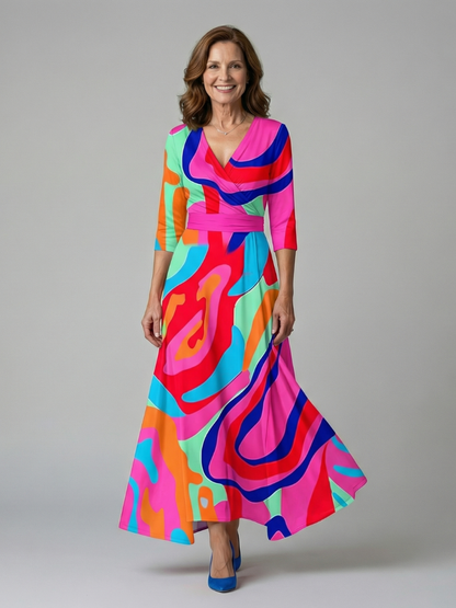 Celine | Wickelkleid mit überkreuztem Ausschnitt Midi