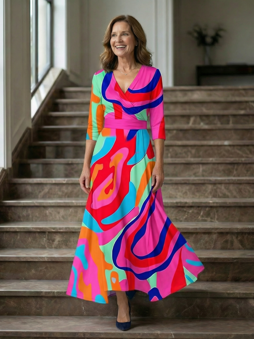 Celine | Wickelkleid mit überkreuztem Ausschnitt Midi