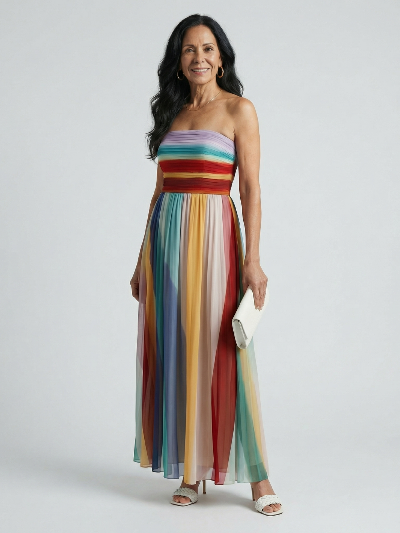 Serene | Leicht gestreiftes Maxikleid