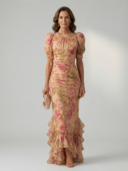 Vianne | Sanftes hochgeschlossenes Maxikleid