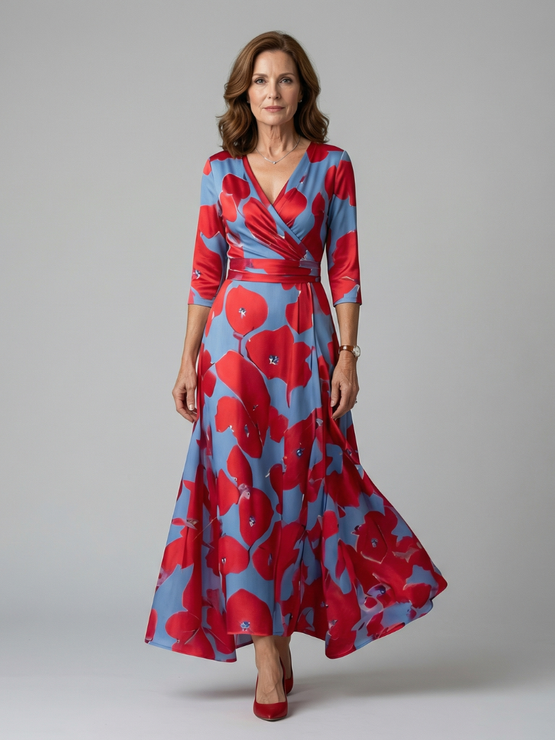 Celine | Wickelkleid mit überkreuztem Ausschnitt Midi