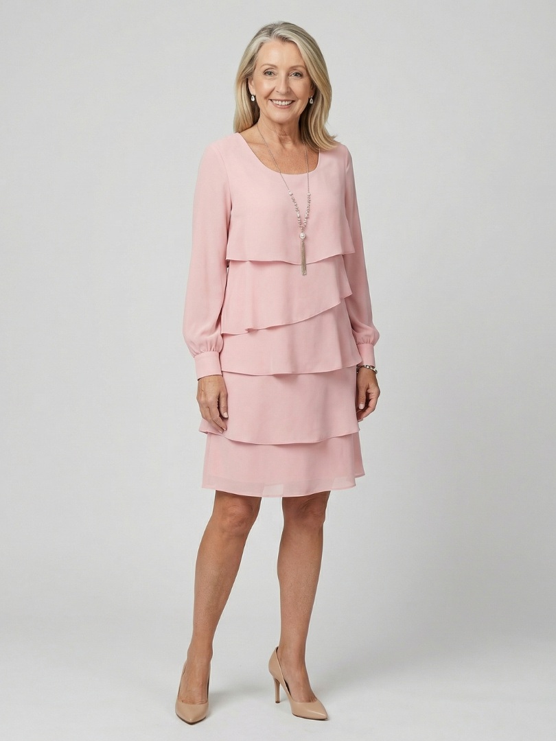 Kirax | Sauberes, mehrlagiges, knielanges Kleid