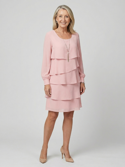 Kirax | Sauberes, mehrlagiges, knielanges Kleid