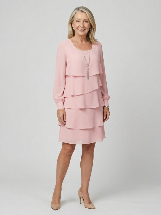 Kirax | Sauberes, mehrlagiges, knielanges Kleid