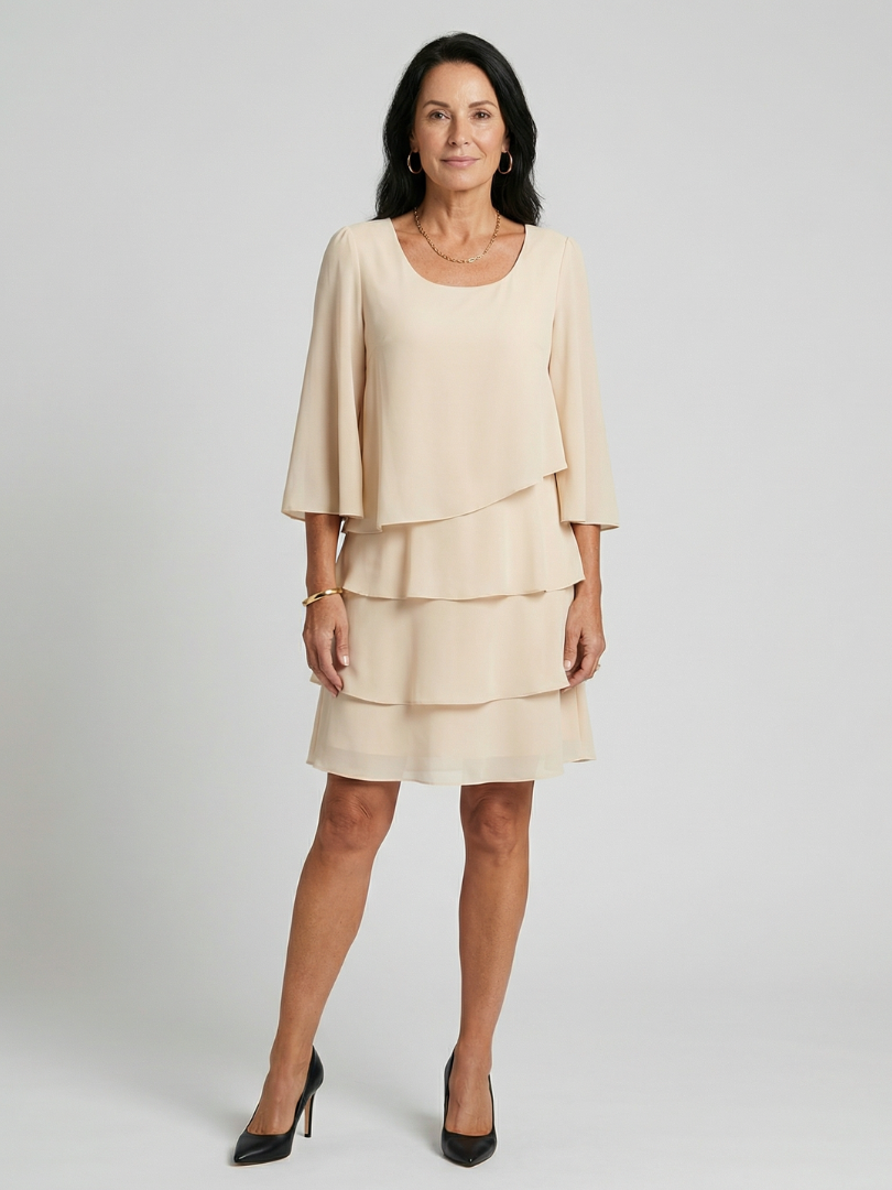 Della | Lagenlook-Kleid mit ausgestellten Ärmeln, knielang