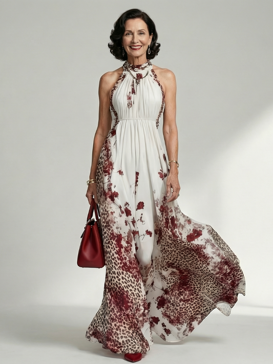 Orlune | Plissiertes weißes Maxikleid