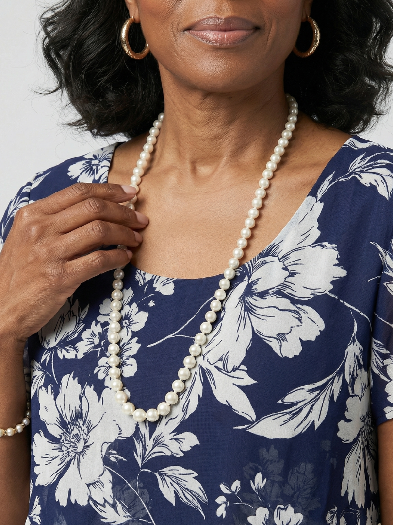 Thea | Subtiles knielanges Kleid mit Blumenmuster
