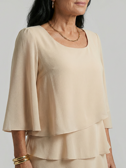 Della | Lagenlook-Kleid mit ausgestellten Ärmeln, knielang