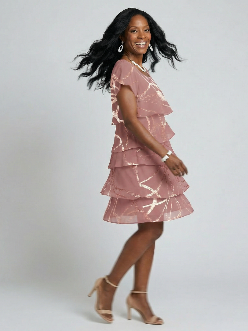 Hoku | Elegantes abstraktes knielanges Kleid