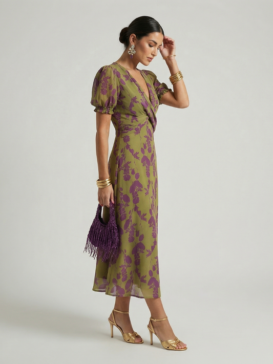 Virel | Entspanntes geblümtes Midikleid