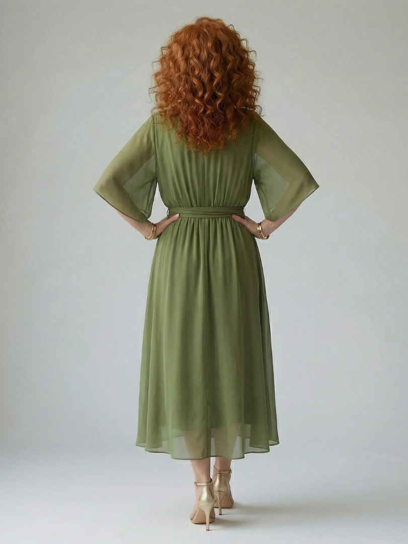 Elric | Helles Midi-Drapee-Kleid