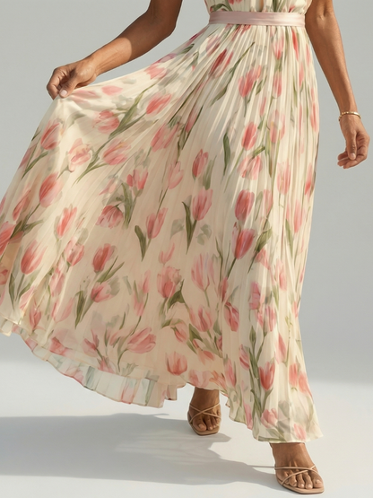 Aurelle | Neckholder-Midikleid mit Blumenmuster