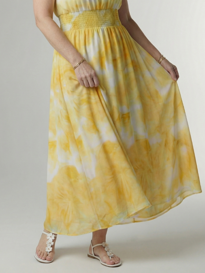 Sylin | Gerafftes Neckholder-Midikleid