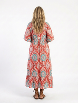 Zaria | Midi-Kleid mit V-Ausschnitt, kurzen Ärmeln und Paisley-Print
