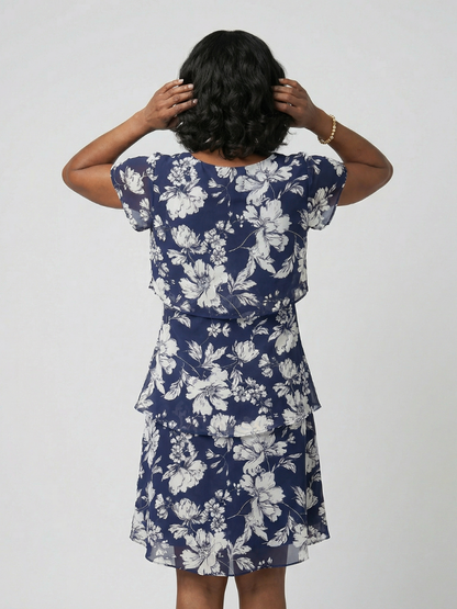 Thea | Subtiles knielanges Kleid mit Blumenmuster