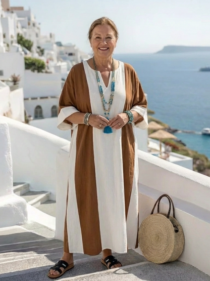 Calindra | Kurzes Relaxed Maxi-Kleid mit Farbblock-Design