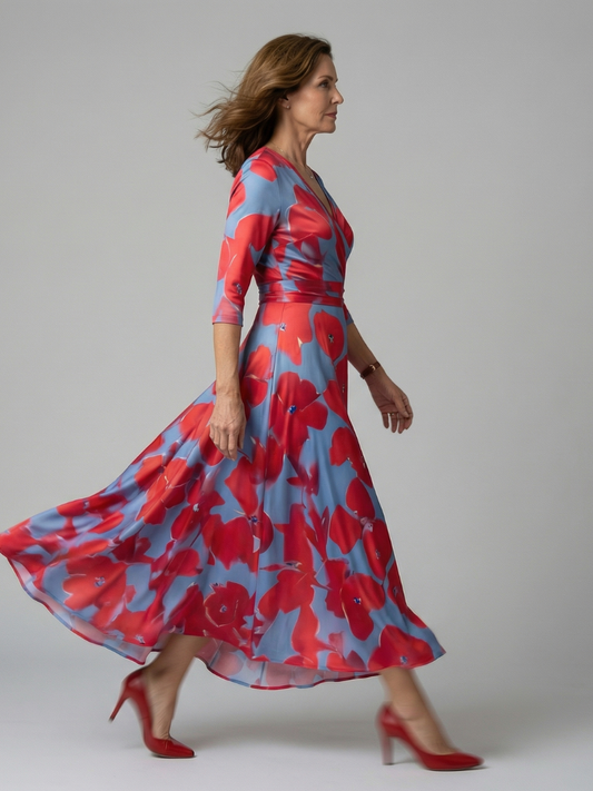 Celine | Wickelkleid mit überkreuztem Ausschnitt Midi