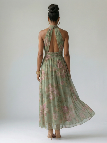 Mirelle | Gerafftes Neckholder-Midikleid