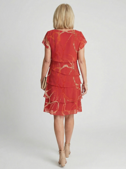 Nora | Weiches abstraktes knielanges Kleid