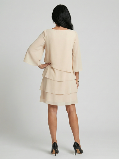 Della | Lagenlook-Kleid mit ausgestellten Ärmeln, knielang