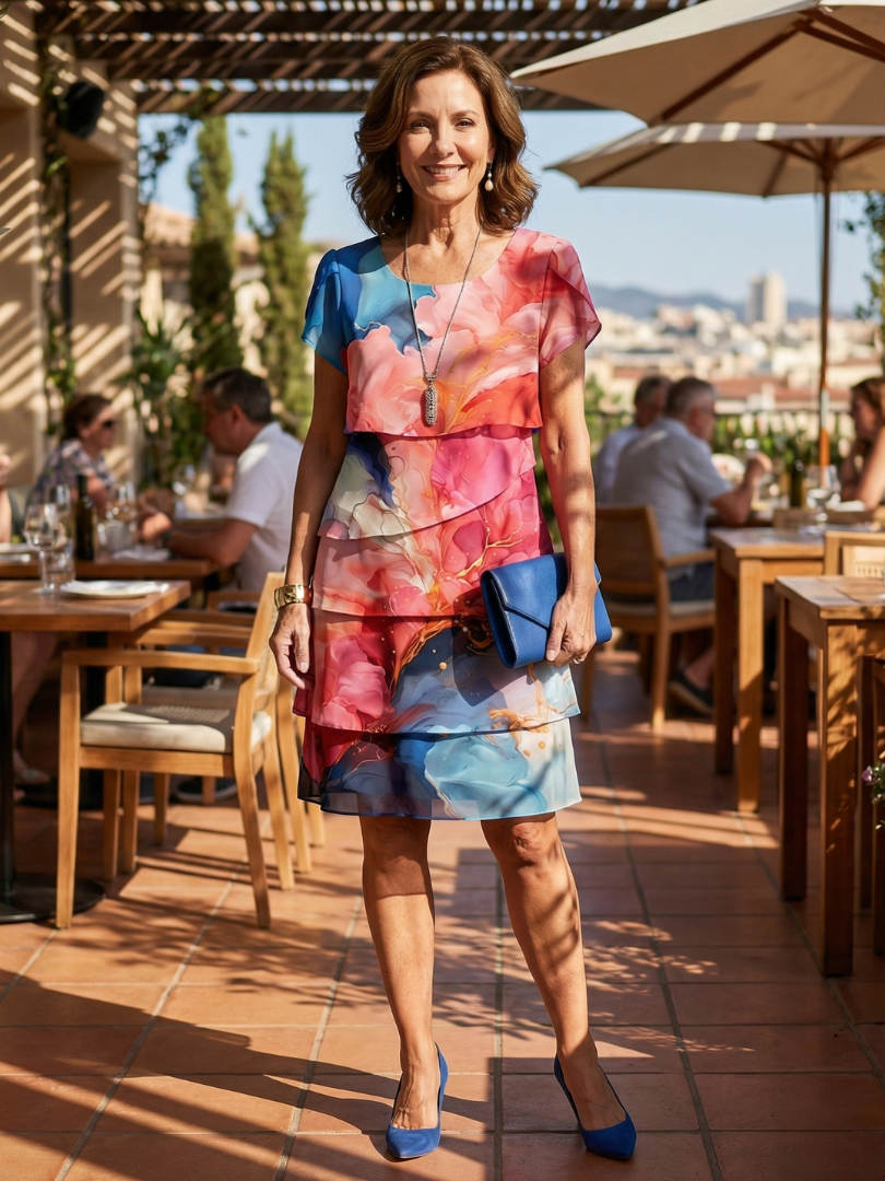 Mira | Elegantes knielanges Marmorkleid