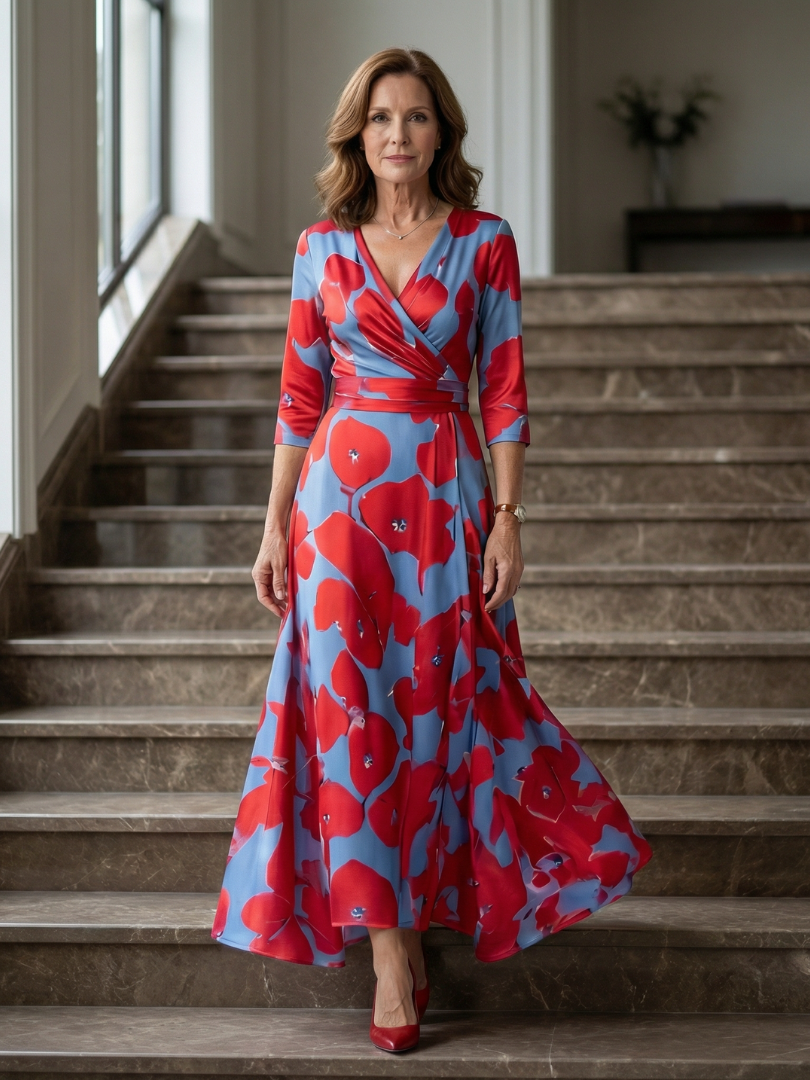 Celine | Wickelkleid mit überkreuztem Ausschnitt Midi