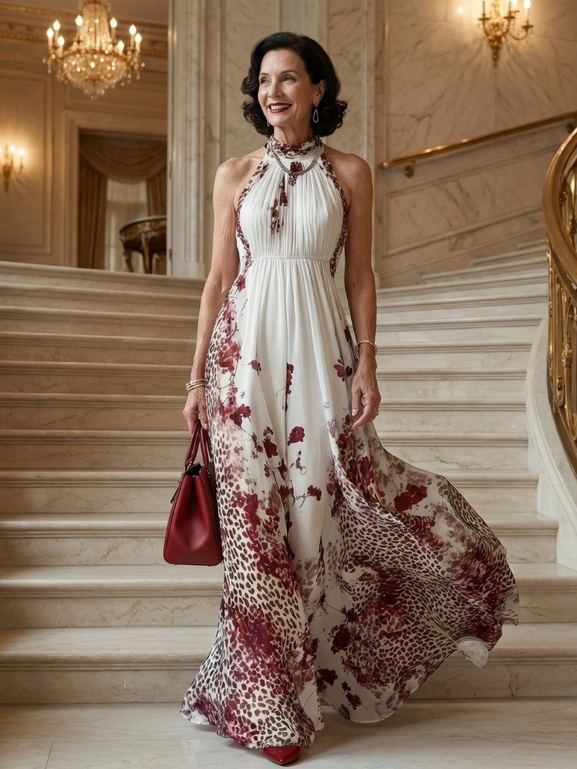 Orlune | Plissiertes weißes Maxikleid