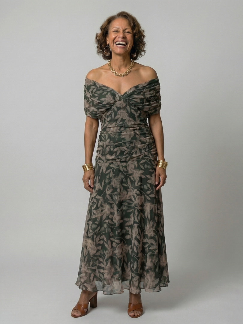 Calen | schulterfreies Flow-Midikleid