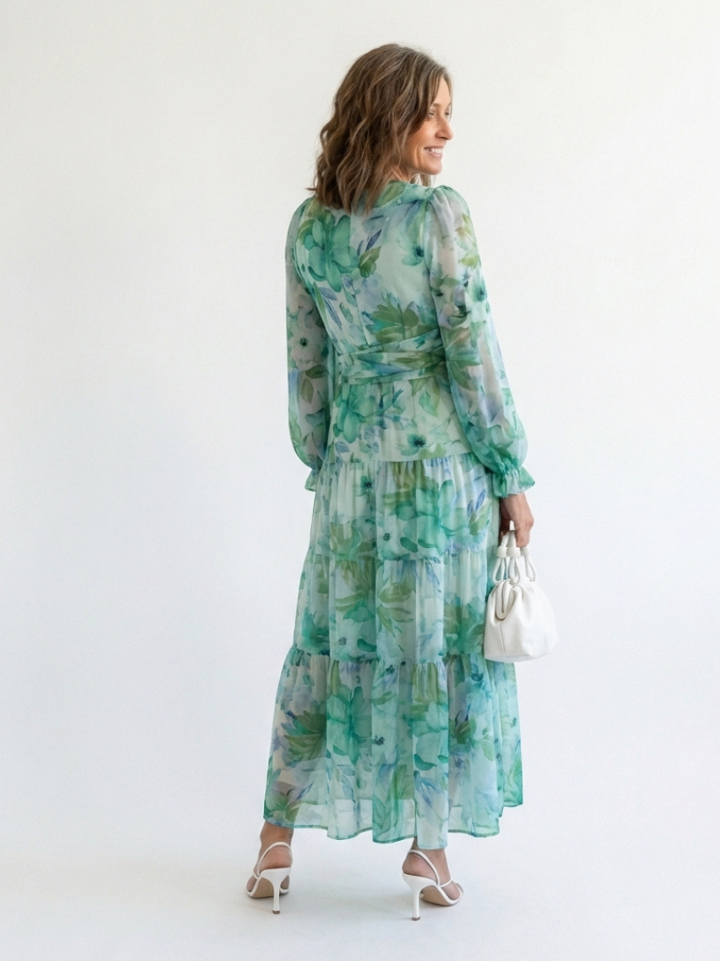 Althea | Maxikleid mit Blumenmuster und langen Ärmeln