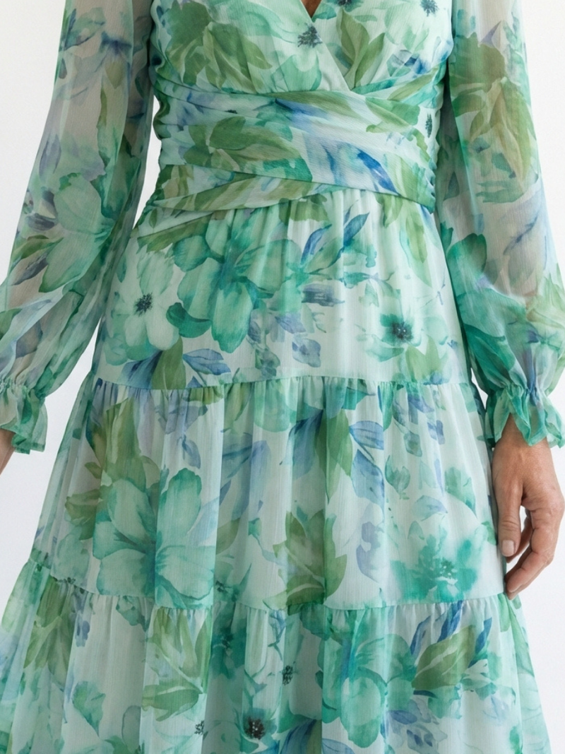 Althea | Maxikleid mit Blumenmuster und langen Ärmeln