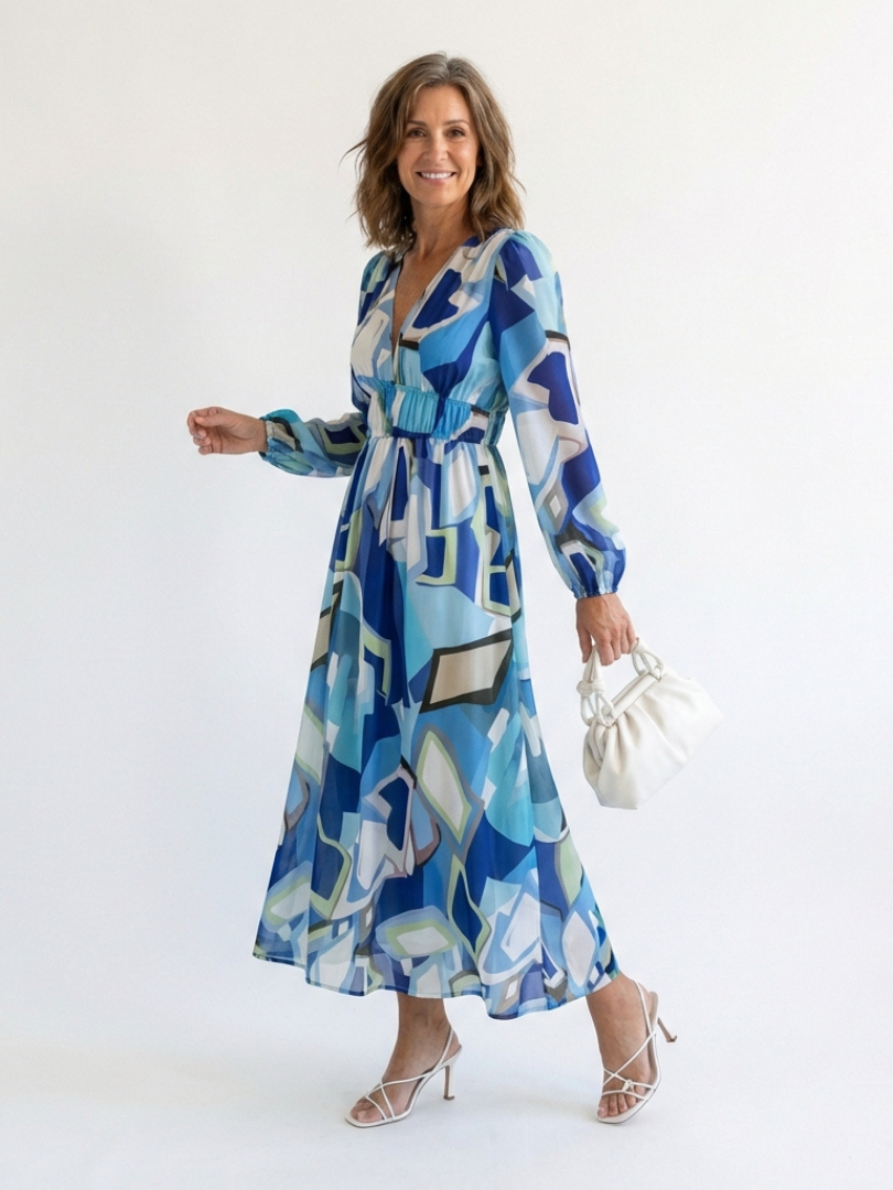 Althea | Maxikleid mit Blumenmuster und langen Ärmeln