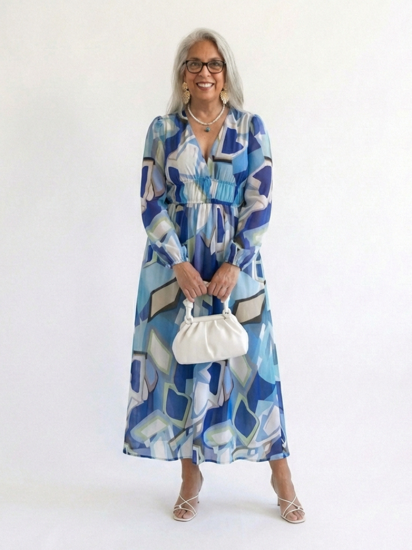 Althea | Maxikleid mit Blumenmuster und langen Ärmeln