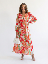 Althea | Maxikleid mit Blumenmuster und langen Ärmeln
