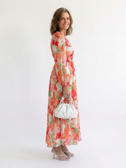 Althea | Maxikleid mit Blumenmuster und langen Ärmeln