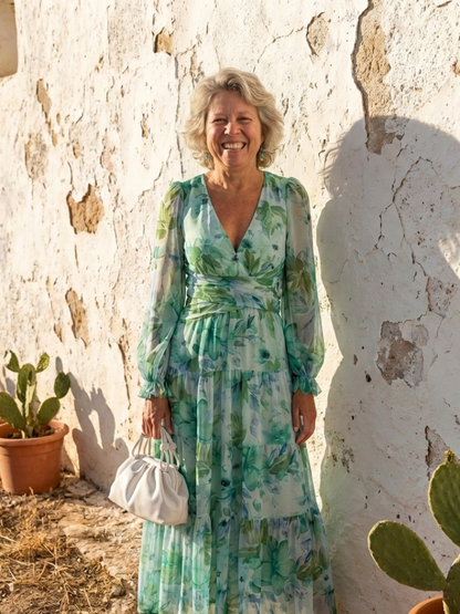 Althea | Maxikleid mit Blumenmuster und langen Ärmeln