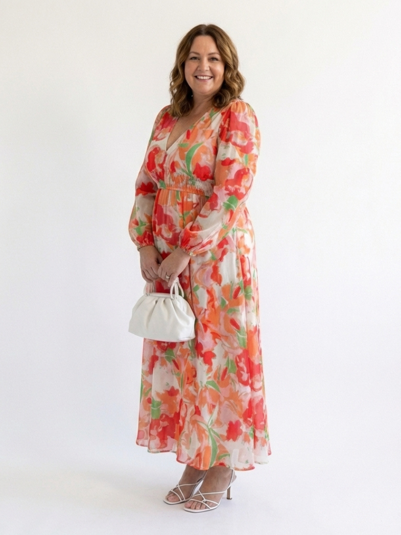 Althea | Maxikleid mit Blumenmuster und langen Ärmeln