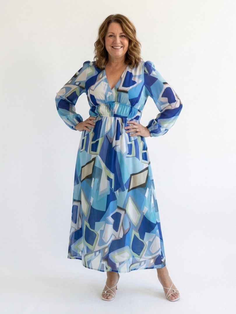 Althea | Maxikleid mit Blumenmuster und langen Ärmeln