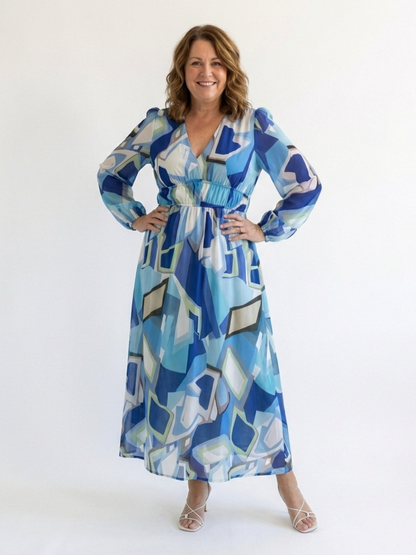 Althea | Maxikleid mit Blumenmuster und langen Ärmeln